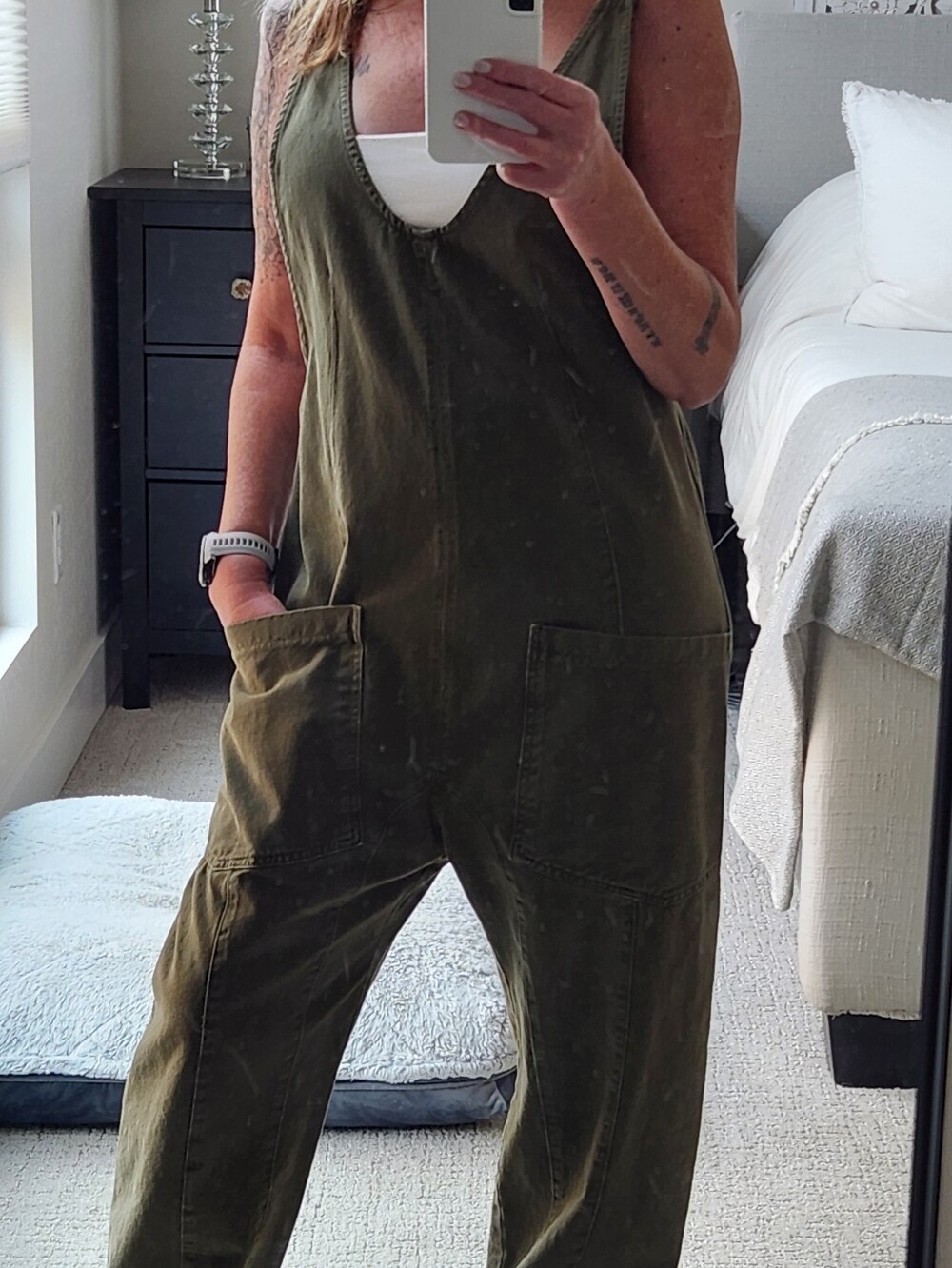 NWOT Free People Olive Green Utility Jumpsuit Overalls XS